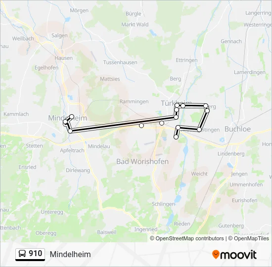 Автобус 910: карта маршрута