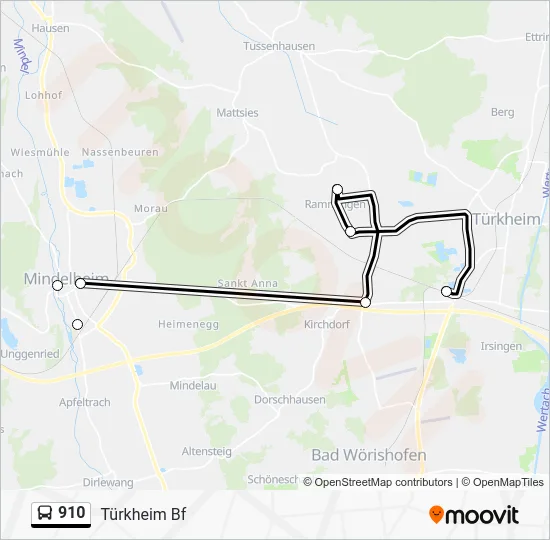 Автобус 910: карта маршрута