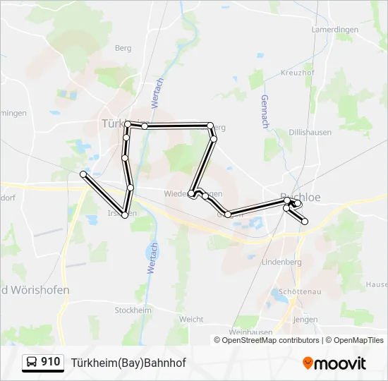 Автобус 910: карта маршрута