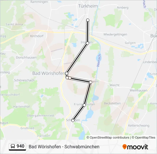 Автобус 940: карта маршрута