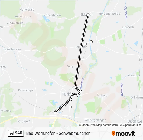 Автобус 940: карта маршрута