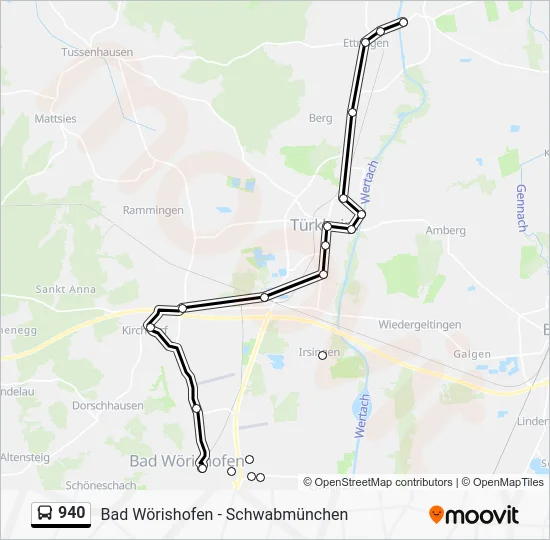 Автобус 940: карта маршрута