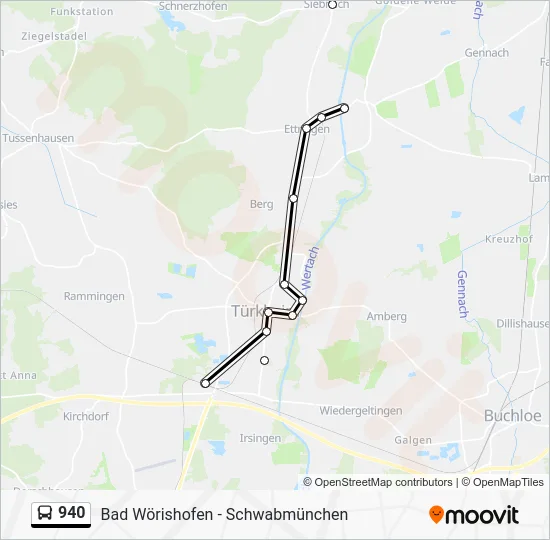 Автобус 940: карта маршрута