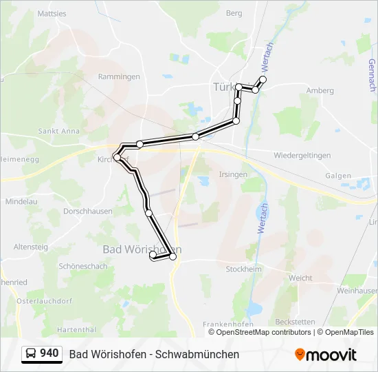 Автобус 940: карта маршрута