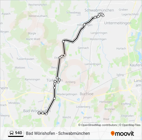 Автобус 940: карта маршрута