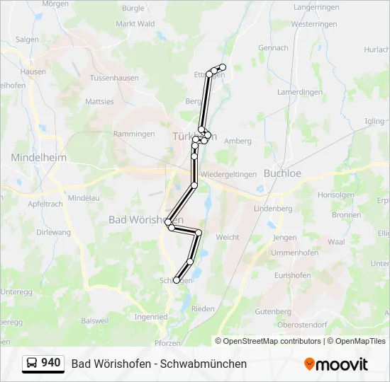 Автобус 940: карта маршрута