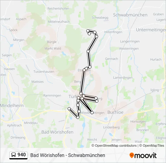 Автобус 940: карта маршрута