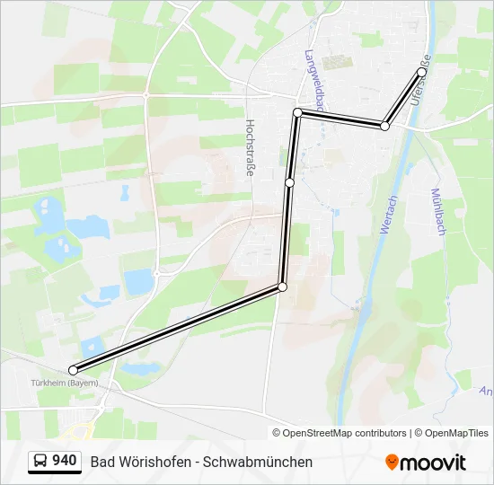 Автобус 940: карта маршрута