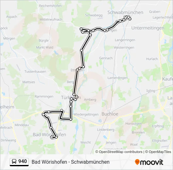 Автобус 940: карта маршрута