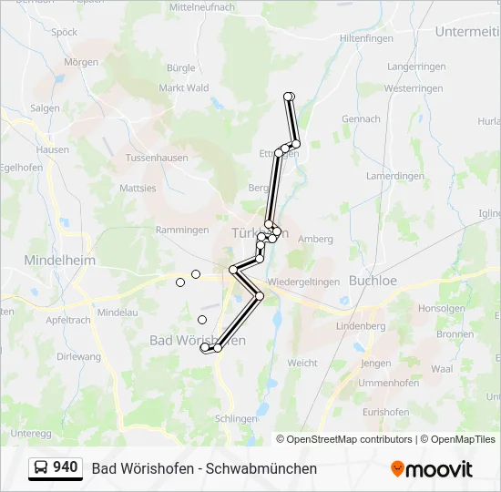 Автобус 940: карта маршрута