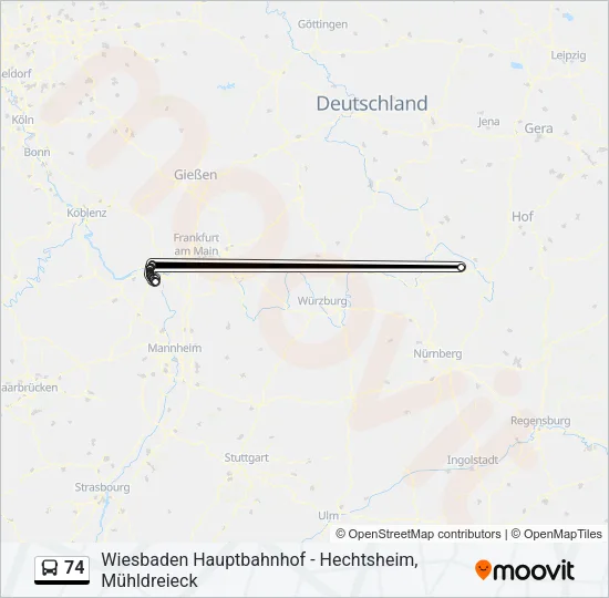Buslinie 74 Karte