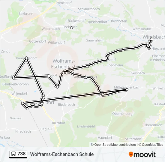 Автобус 738: карта маршрута
