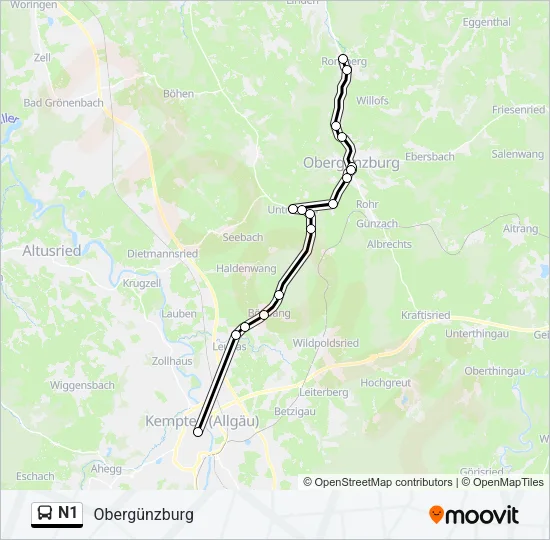N1 Bus Line Map