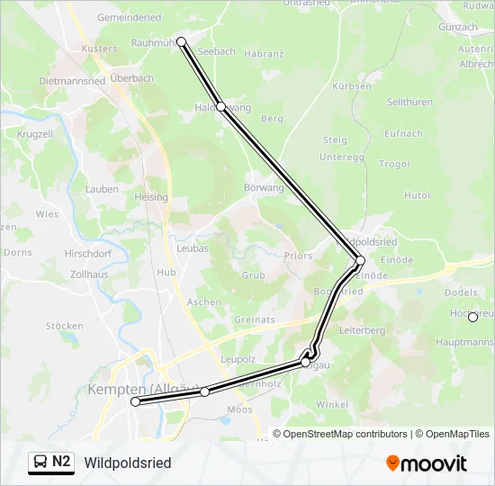N2 Bus Line Map