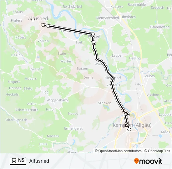 N5 Bus Line Map
