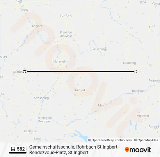 Автобус 582: карта маршрута