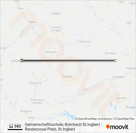 Автобус 582: карта маршрута