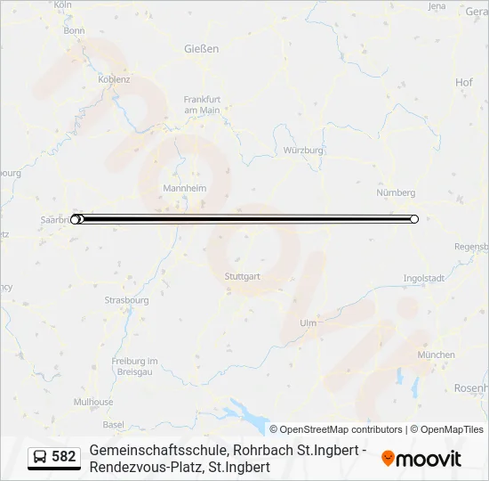 Автобус 582: карта маршрута