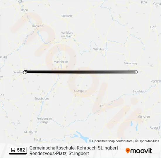 Автобус 582: карта маршрута