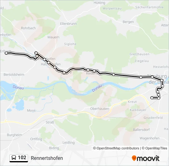 Автобус 102: карта маршрута