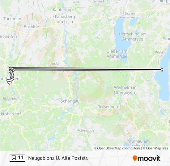 Автобус 11: карта маршрута