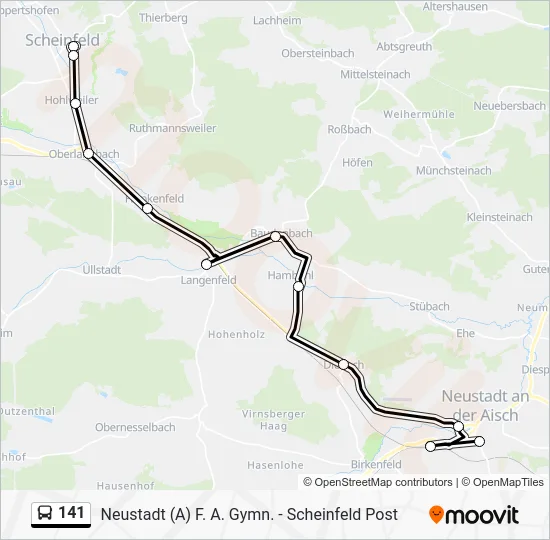Автобус 141: карта маршрута