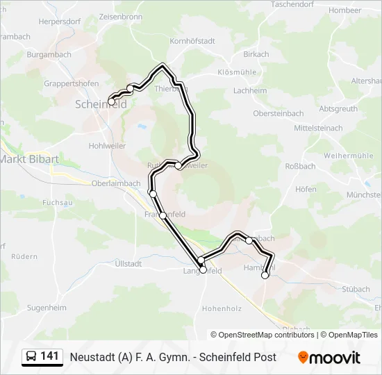 Автобус 141: карта маршрута