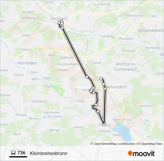 Автобус 736: карта маршрута