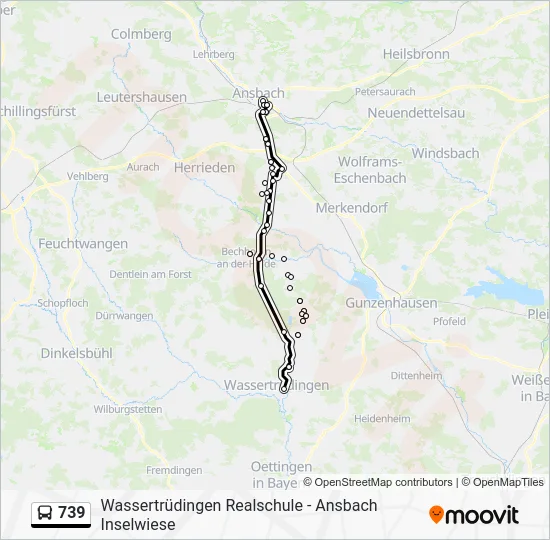 Автобус 739: карта маршрута