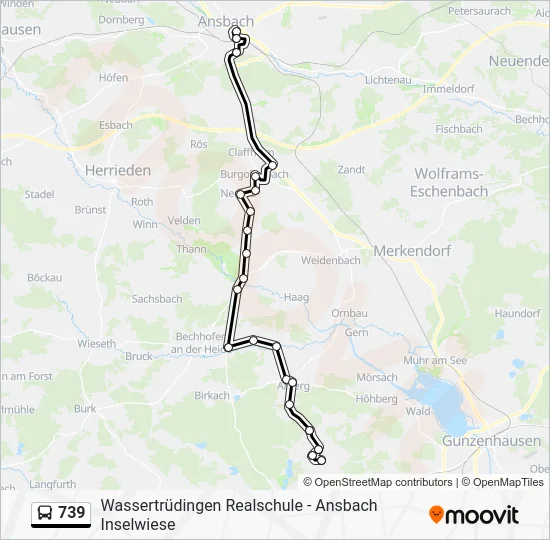 Автобус 739: карта маршрута
