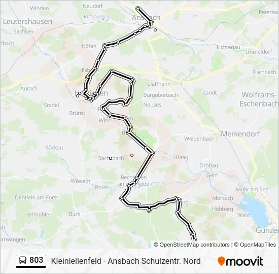 Автобус 803: карта маршрута