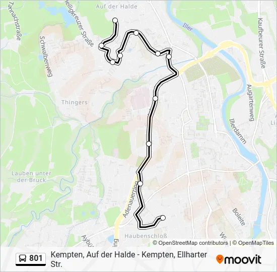 Автобус 801: карта маршрута