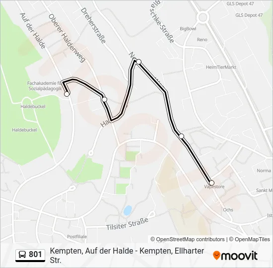 Автобус 801: карта маршрута