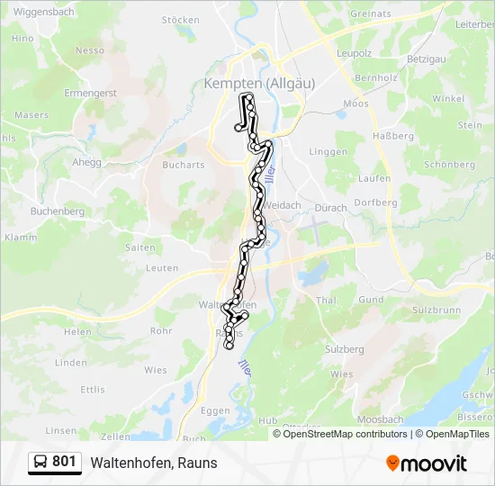 Автобус 801: карта маршрута