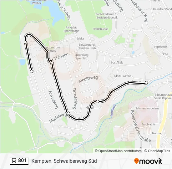 Автобус 801: карта маршрута