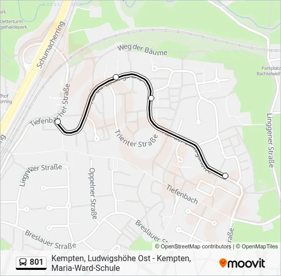 Автобус 801: карта маршрута