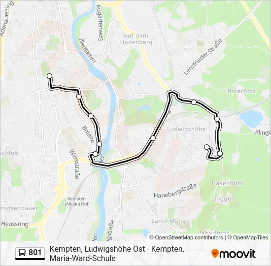 Автобус 801: карта маршрута