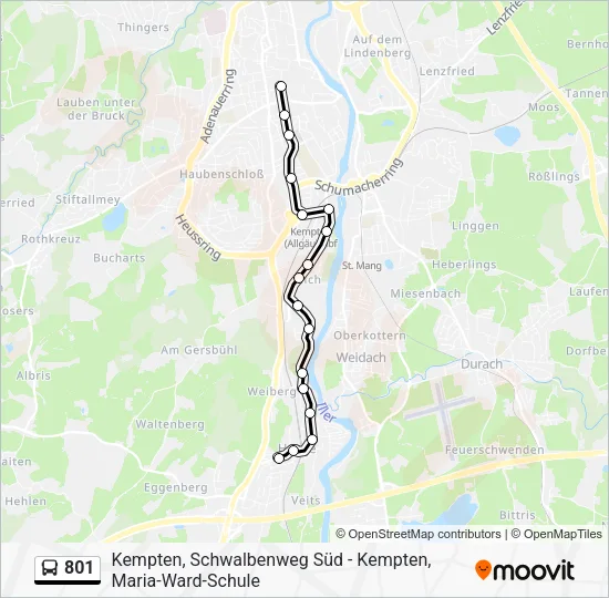 Автобус 801: карта маршрута