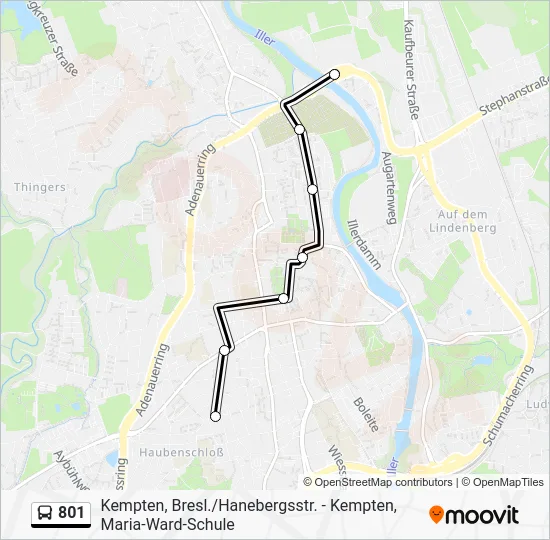 Автобус 801: карта маршрута