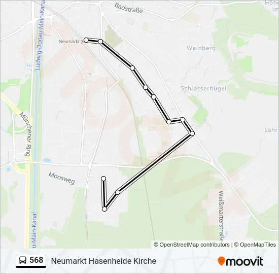 568 Bus Line Map
