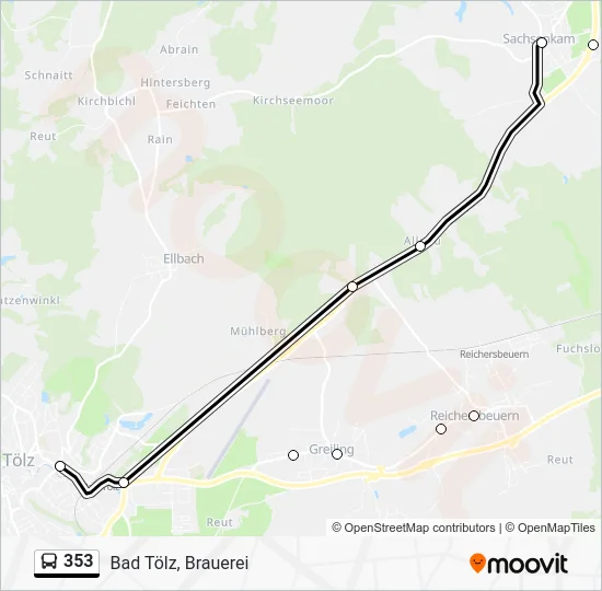 Автобус 353: карта маршрута
