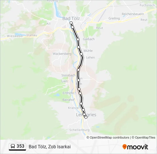 Автобус 353: карта маршрута