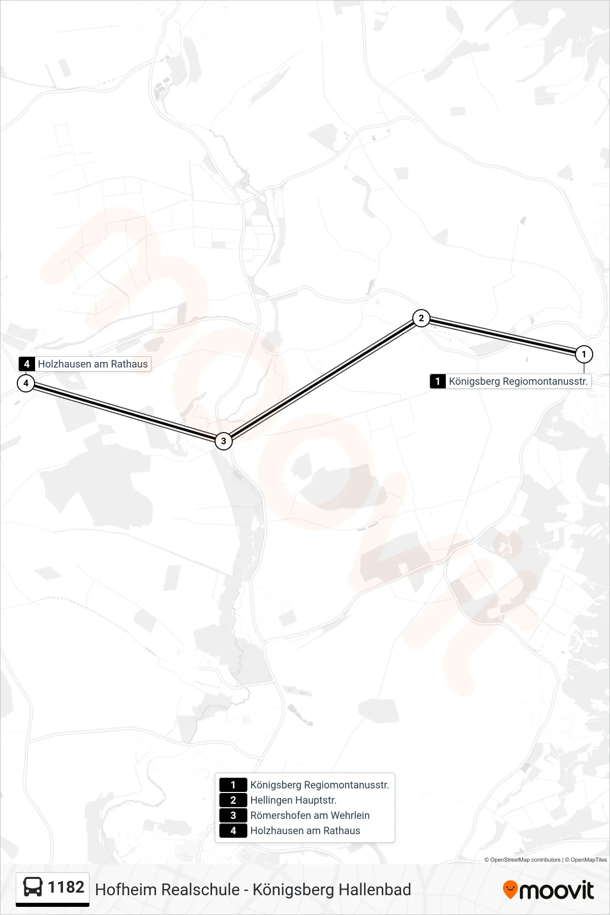 Linie 1182 (Bus) Richtung Holzhausen: Route und Haltestellen auf der Karte