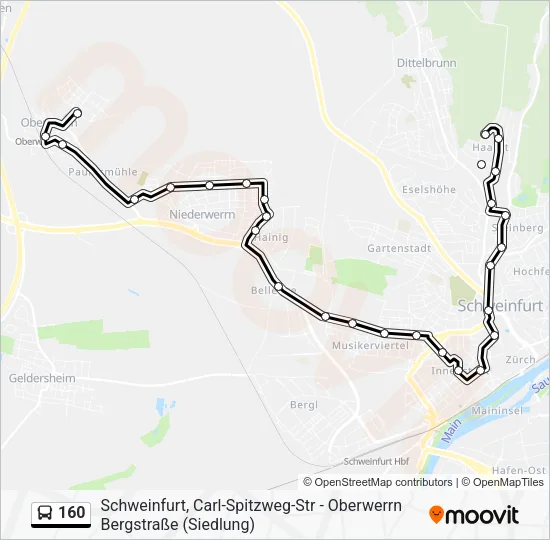 Автобус 160: карта маршрута