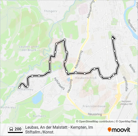 Автобус 200: карта маршрута