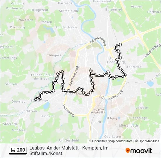 Автобус 200: карта маршрута