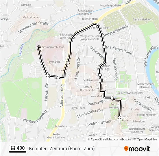 Автобус 400: карта маршрута