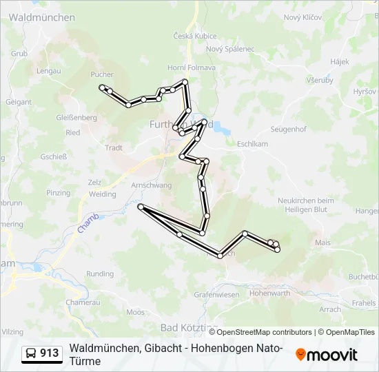 913 Bus Line Map