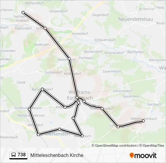 Автобус 738: карта маршрута