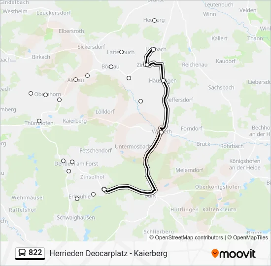 Автобус 822: карта маршрута